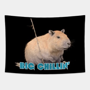 Big Chillin Capybara Cute Meme Viral Japanese Art Style Ukiyoe Retro Tapestry