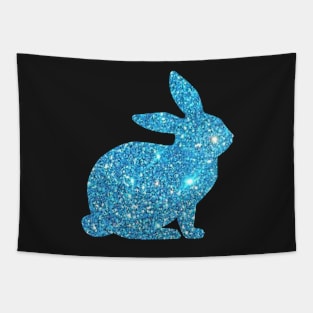 Light Blue Faux Glitter Easter Bunny Tapestry