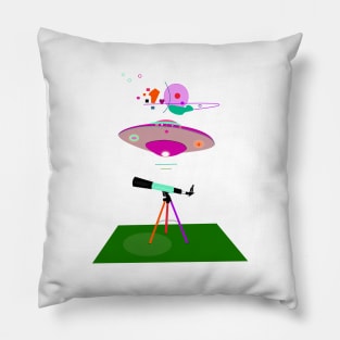 telescope and aliens Pillow