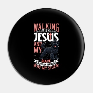 Jesus and dog - Black Russian Terrier Pin