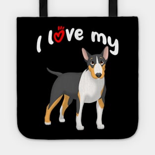 I Love My Black, Tan & White Bull Terrier Dog Tote