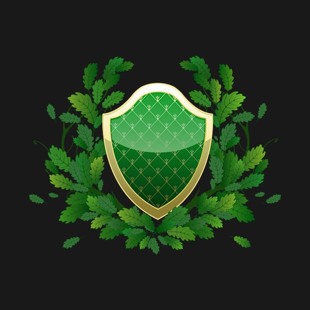 Green shield with oak leaves by Blackmoon9