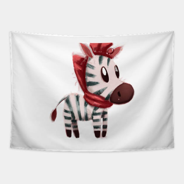 Cute Zebra Drawing Tapestry by Play Zoo