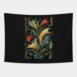 Floral Garden Botanical Print with Fall Gold Flowers and Leaves Tapestry