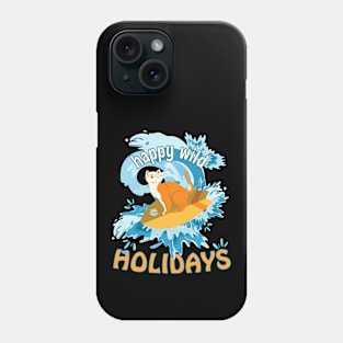 Happy Wild Holidays Surfing Cat Phone Case