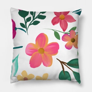 Elegant Hand-Drawn Pink Floral Design Pillow