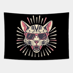 Screaming Scary Cat Tapestry