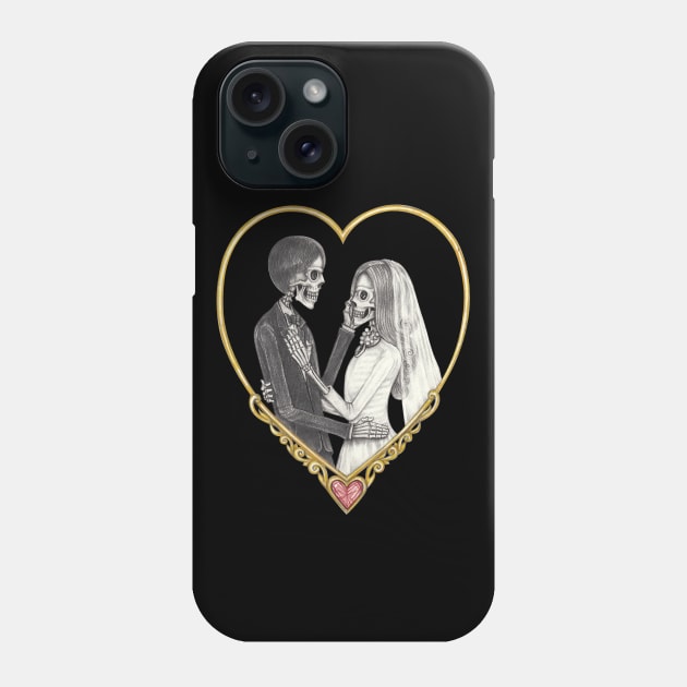 Couple love wedding skull. Phone Case by Jiewsurreal