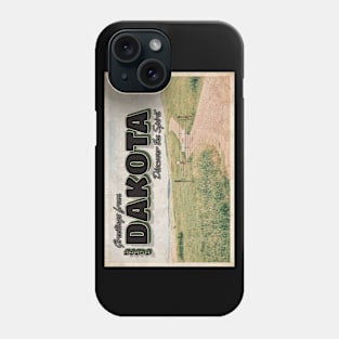 Greetings from North Dakota - Vintage Travel Postcard Design Phone Case