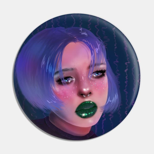 Green lipstick Pin by SosiCreatesArt
