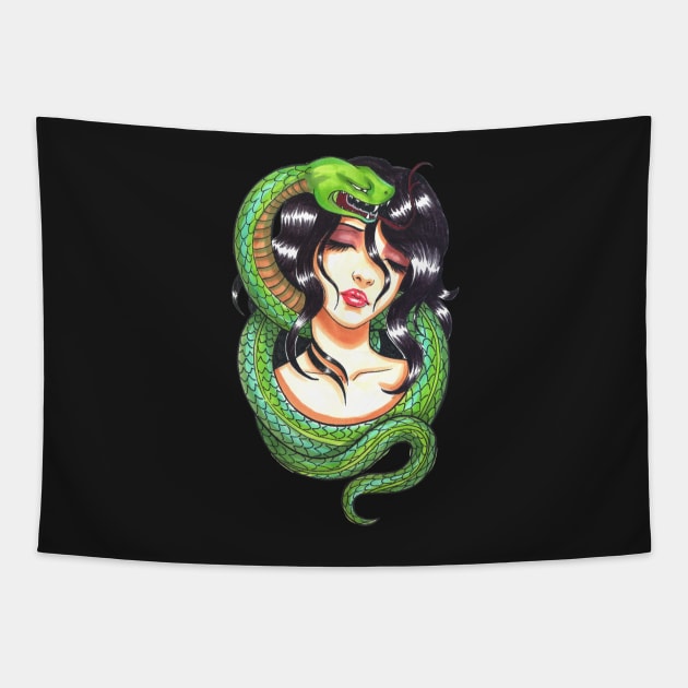 snake woman Tapestry by ekkimu