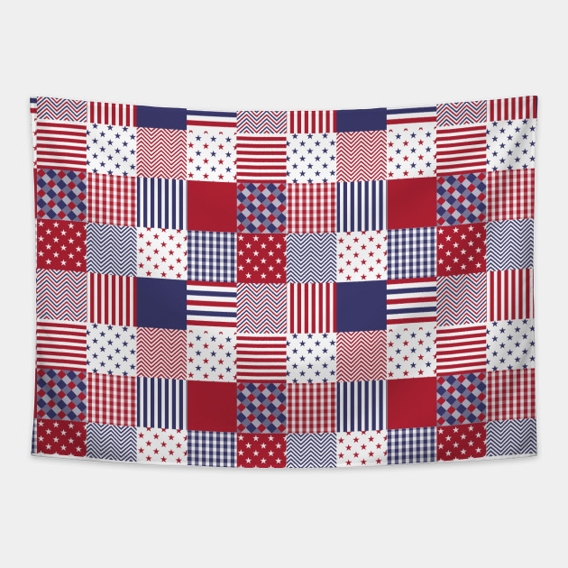 USA Americana Patchwork Red White & Blue Quilt