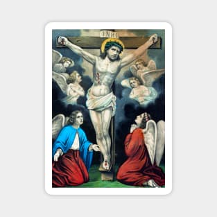 Christ on the Cross with his devotees in prayer Magnet