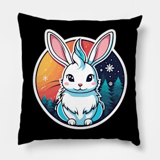 Rabbit Christmas Illustration Pillow