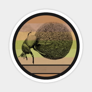 Dung Beetle with Dung Ball on Retro-style Sunset in Africa Colors Magnet