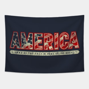 American Flag - Land of the Free and Home of the Brave Tapestry