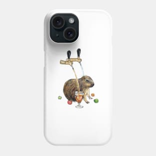 Baby capybara taking cider shower Phone Case