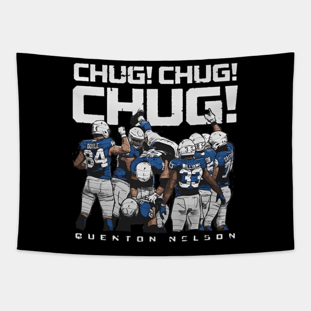 Quenton Nelson Indianapolis Chug Tapestry by keng-dela