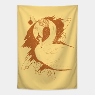 Terracotta Swan Among The Stars Tapestry