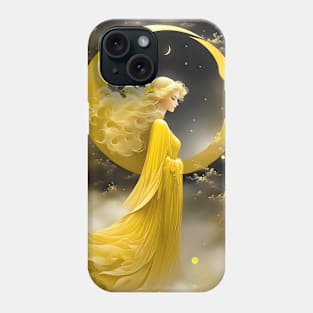 Yellow moon girl Phone Case