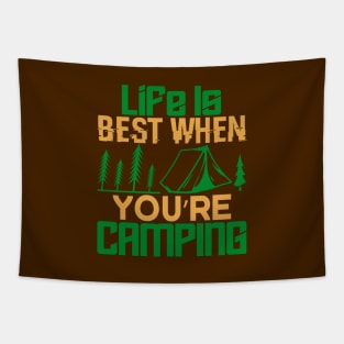 life is best when you're camping Tapestry