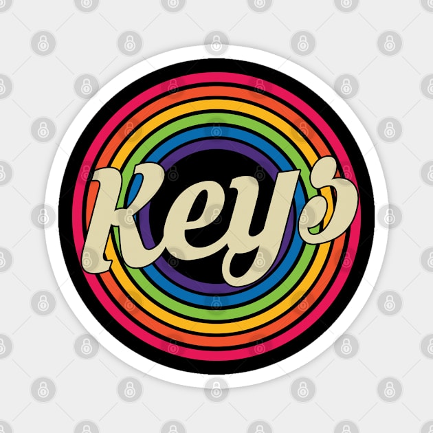 Keys - Retro Rainbow Style Magnet by MaydenArt