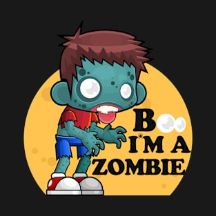 Boo I m a Zombie Funny Halloween Moon Monsters T-Shirt