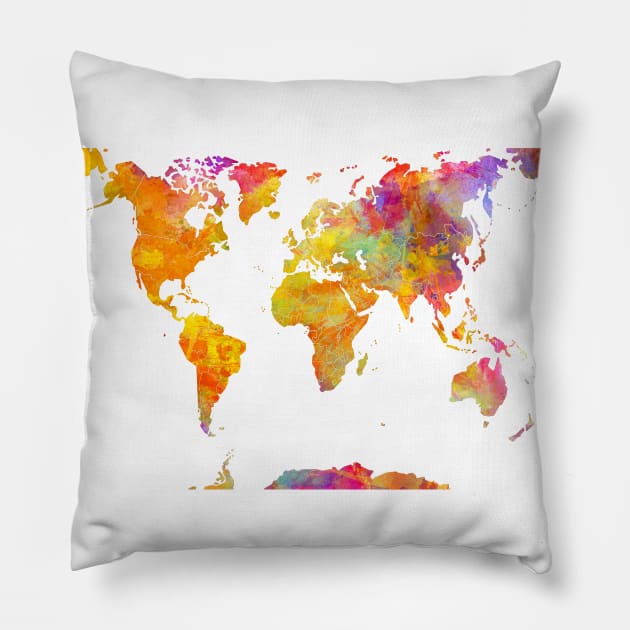 world map art #map #worldmap Pillow by JBJart