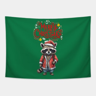 Christmas Raccoon Tapestry
