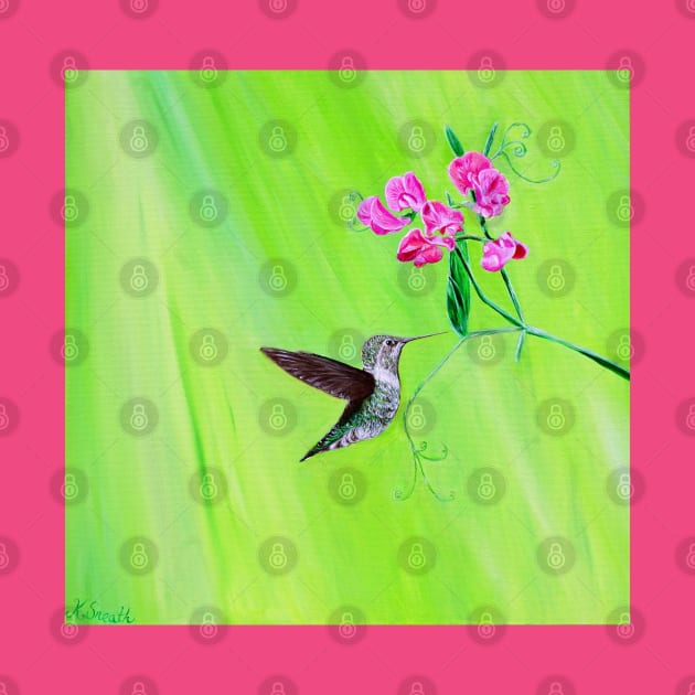 Hummingbird and Sweet Peas Painting by ArtbyKirstenSneath