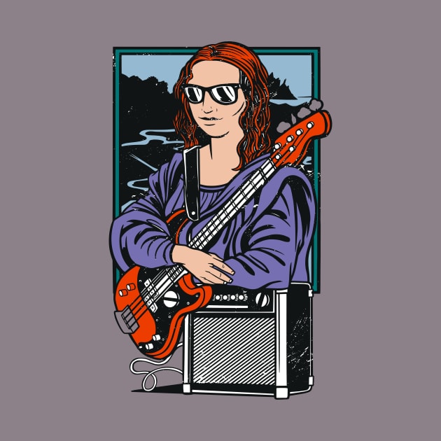 Funny Mona Lisa Bass Player // Bass Guitar Funny Parody Art by SLAG_Creative