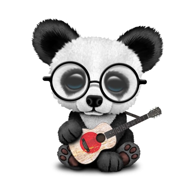 Baby Panda Playing Japanese Flag Guitar by jeffbartels