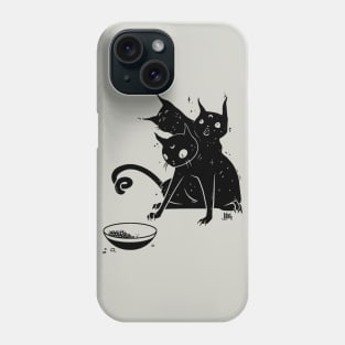  Creepy Cute Three Headed Black Cat Artwork Phone Case