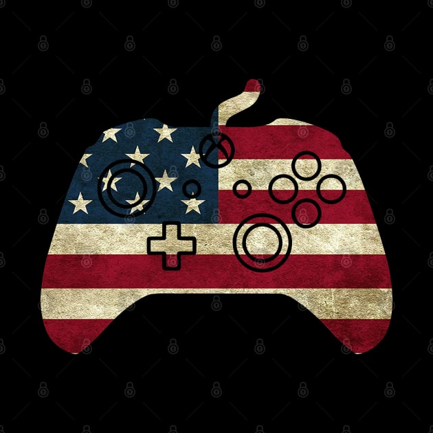 Video Gamer USA Flag Shirt, Gamer  4th of July T-Shirt, Gaming Patriotic by RRADesign