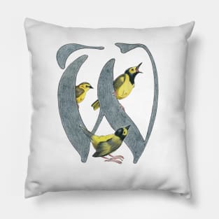 Avian Alphabet W - Hooded warbler Pillow