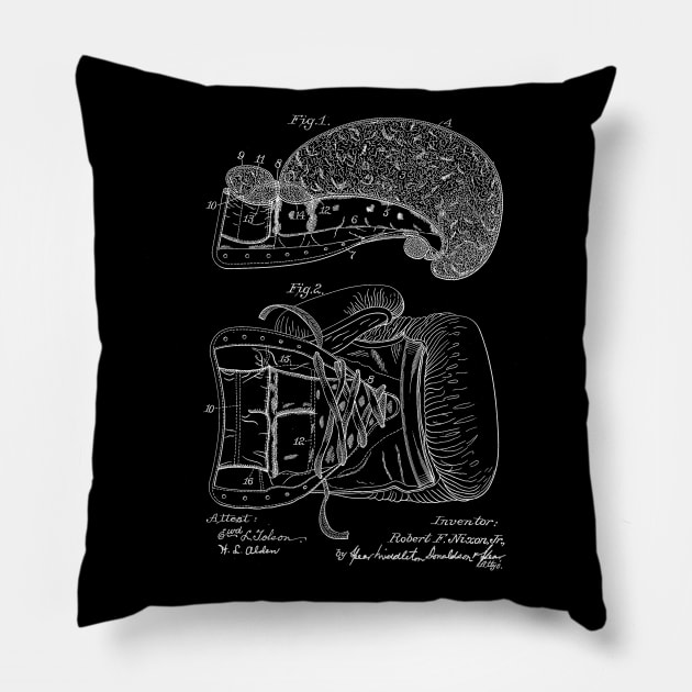 Boxing Glove Vintage Patent Drawing Pillow by TheYoungDesigns