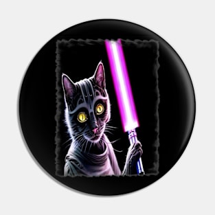 Fun Cat Print ~ AI Art ~ Fantasy Cat ~ Sci-fi Cat ~ Cats with Lightsabers Pin