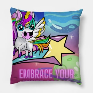 Magical Rainbow Dreams: A Kawaii Unicorn Adventure Pillow