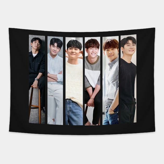 Kang Tae Oh vertical collage black and white Tapestry by Athira-A