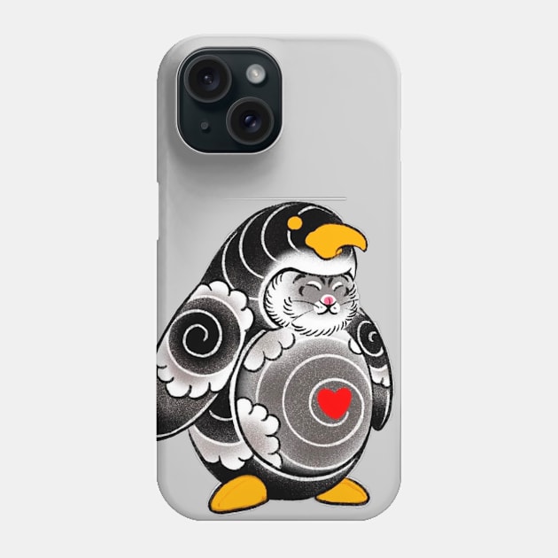 gato con traje de pingüino Phone Case by Vekonn