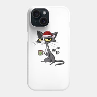 Grumpy christmas cat Santa hat Phone Case