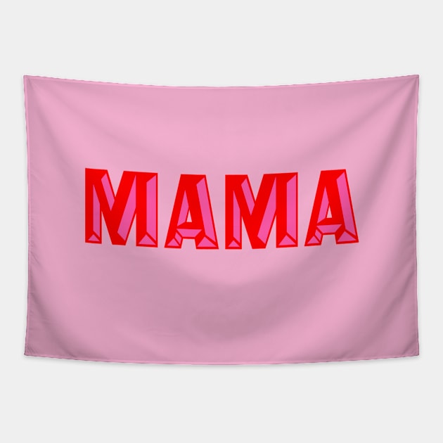 Mama, Typography, Red and Pink Tapestry by OneThreeSix