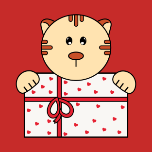 Christmas Cat With Xmas Gift T-Shirt