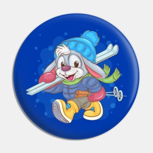 Winter Bunny Skier Pin