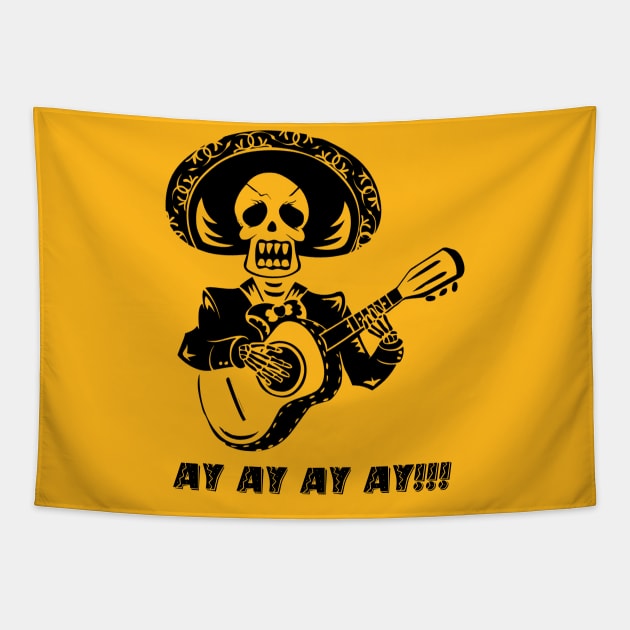 Day of the Dead Mariachi Skeleton Tapestry by STYLISH CROWD TEES