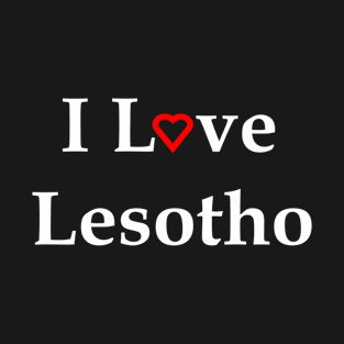 I Love Lesotho Red Heart Text For Dark Colors T-Shirt