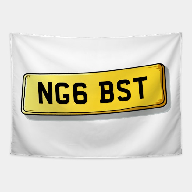 NG6 BST Bestwood Number Plate Tapestry by We Rowdy