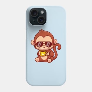 Cute Cool Monkey Drink Coffee Cartoon Phone Case