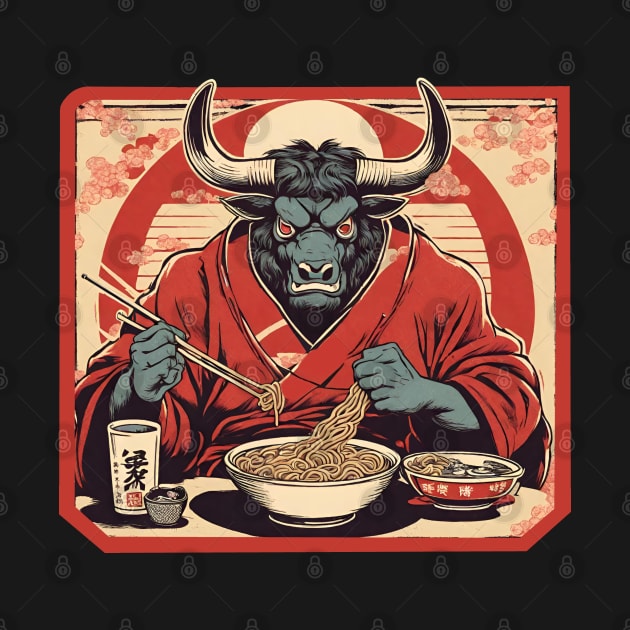 Minotaur eat ramen by Ilustradamus