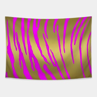 Gold Tiger Stripes Pink Tapestry